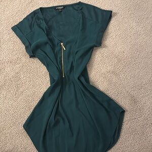Express Women's Teal Top with Gold Accent